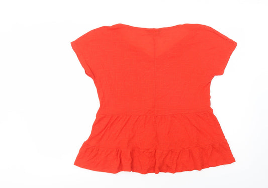 F&F Womens Red  Viscose Basic Blouse Size 6 V-Neck