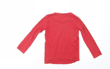 Dunnes Stores Girls Red  Cotton Basic Polo Size 5 Years Crew Neck Pullover