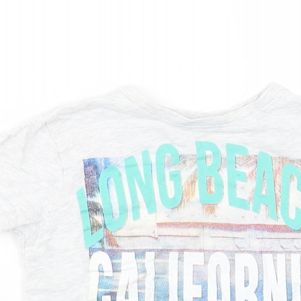 Primark Girls Grey  Cotton Basic T-Shirt Size 3-4 Years Crew Neck Pullover - California