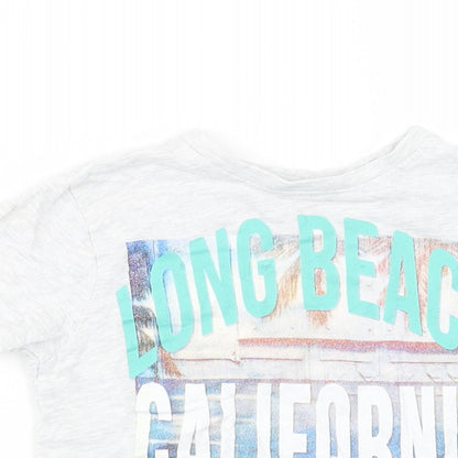 Primark Girls Grey  Cotton Basic T-Shirt Size 3-4 Years Crew Neck Pullover - California