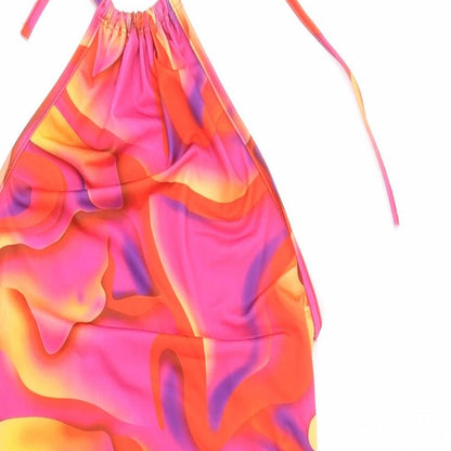 SheIn Womens Pink Geometric Polyester Mini  Size S  Halter Tie