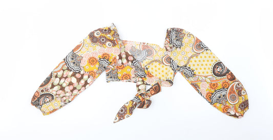 SheIn Womens Multicoloured Paisley Polyester Cropped Blouse Size XS V-Neck