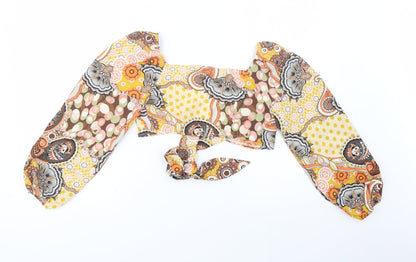 SheIn Womens Multicoloured Paisley Polyester Cropped Blouse Size XS V-Neck