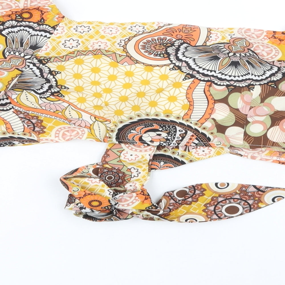 SheIn Womens Multicoloured Paisley Polyester Cropped Blouse Size XS V-Neck