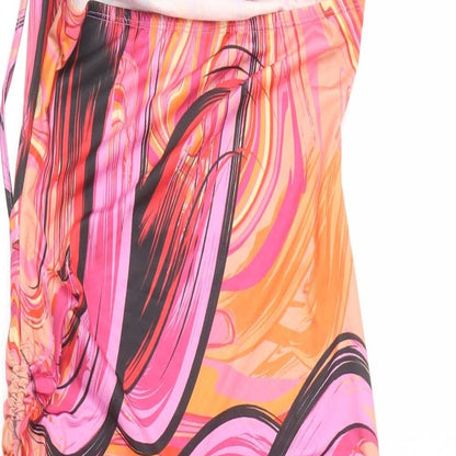 SheIn Womens Pink Geometric Polyester Mini  Size S  Cowl Neck Tie