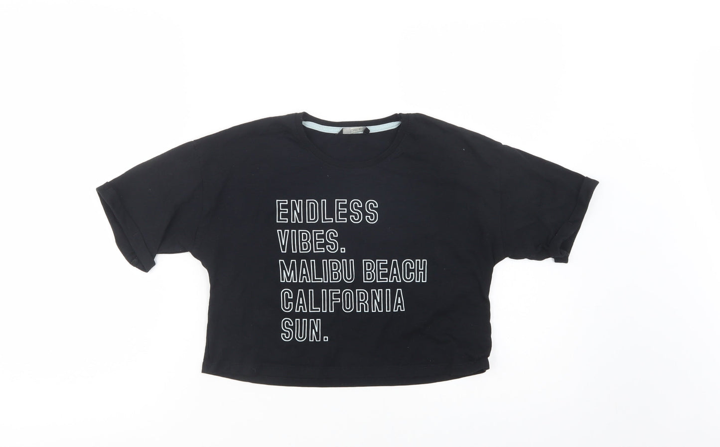George Girls Black  Cotton Cropped Polo Size 10-11 Years Crew Neck Pullover - Endless Vibes