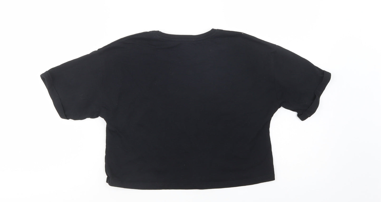 George Girls Black  Cotton Cropped Polo Size 10-11 Years Crew Neck Pullover - Endless Vibes