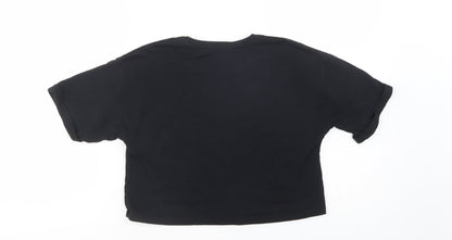 George Girls Black  Cotton Cropped Polo Size 10-11 Years Crew Neck Pullover - Endless Vibes