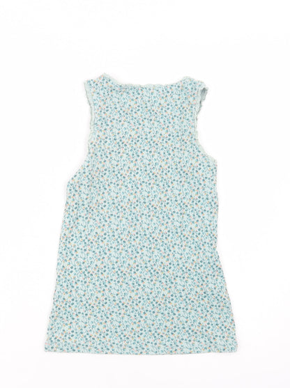 NEXT Girls Green Floral Cotton Basic Tank Size 9 Years Crew Neck Pullover