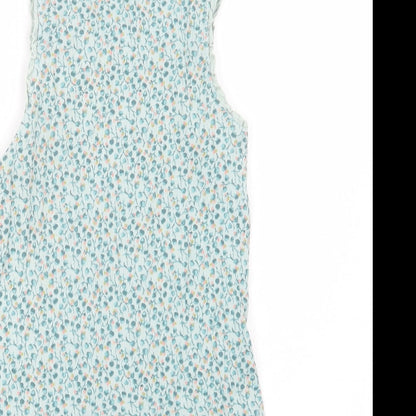 NEXT Girls Green Floral Cotton Basic Tank Size 9 Years Crew Neck Pullover