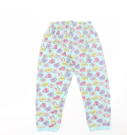 hullabaloo Girls Blue Geometric Cotton  Pyjama Pants Size 11-12 Years   - Heart Print