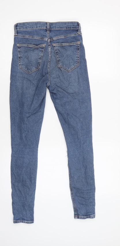 Topshoop Womens Blue  Cotton Skinny Jeans Size 26 L32 in Regular Button