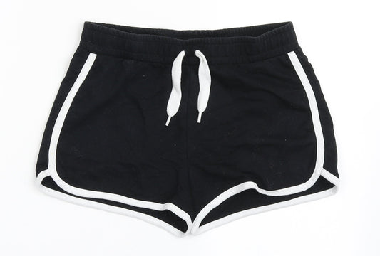 Dunnes Stores Womens Black  Cotton Hot Pants Shorts Size 25 in  Regular Drawstring