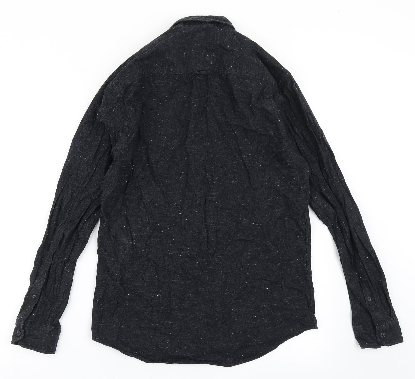 F&F Mens Black  Cotton  Button-Up Size S Collared Button