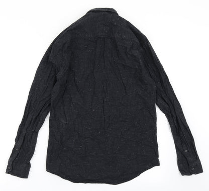 F&F Mens Black  Cotton  Button-Up Size S Collared Button