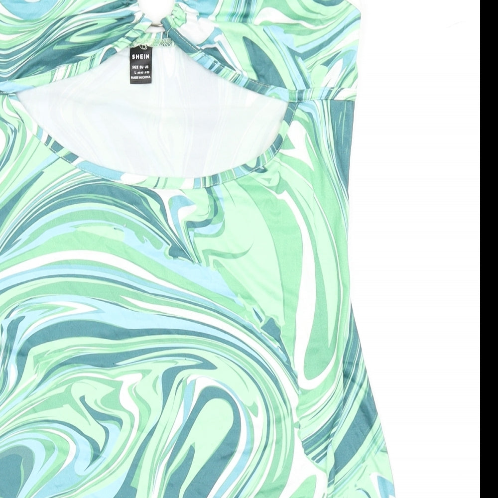 SheIn Womens Green  Polyester Bodycon  Size L  Off the Shoulder Pullover