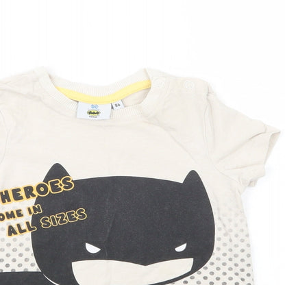 Pep & Co Baby Beige  Cotton Pullover T-Shirt Size 18-24 Months Crew Neck Snap - Batman