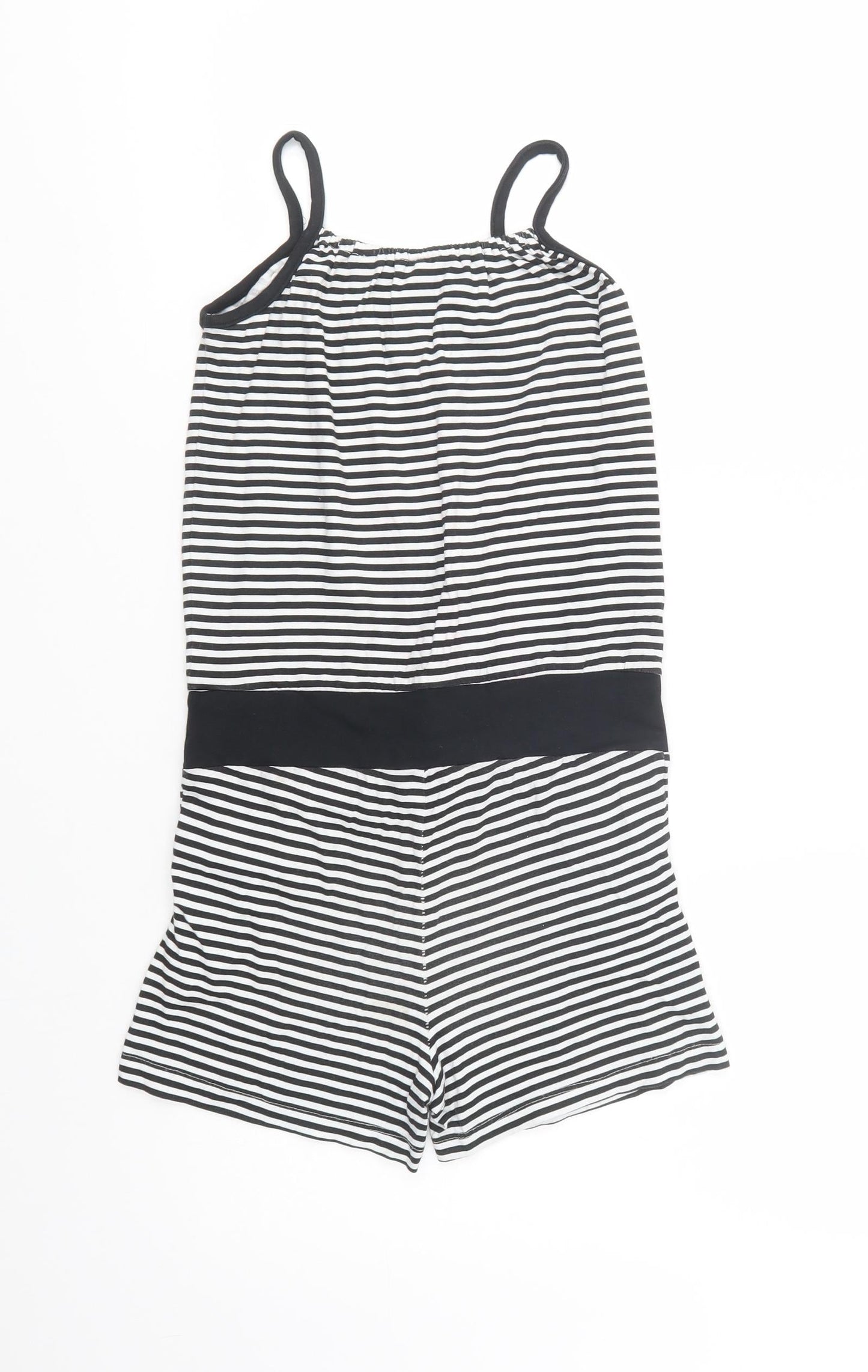 name it Girls Black Striped Cotton Playsuit One-Piece Size 10-11 Years  Drawstring