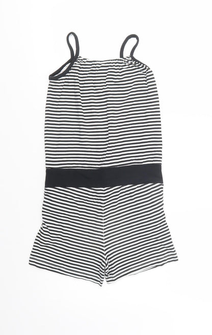 name it Girls Black Striped Cotton Playsuit One-Piece Size 10-11 Years  Drawstring