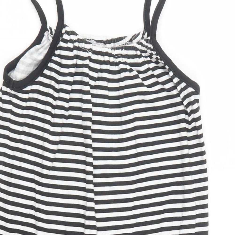 name it Girls Black Striped Cotton Playsuit One-Piece Size 10-11 Years  Drawstring