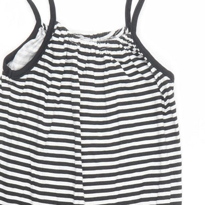 name it Girls Black Striped Cotton Playsuit One-Piece Size 10-11 Years  Drawstring