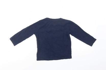 Cool Club Boys Blue  Cotton Basic T-Shirt Size 2 Years Crew Neck Pullover - Snow Robot