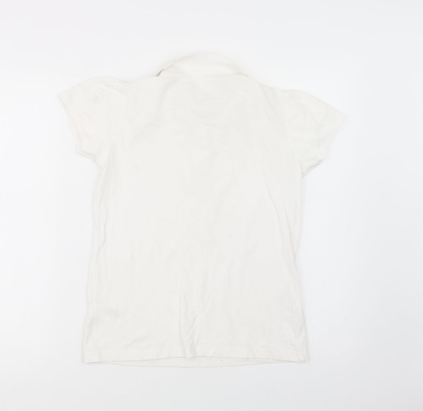 George Girls White  Cotton Basic Polo Size 13-14 Years Collared Button - School Wear