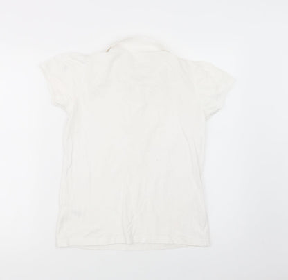 George Girls White  Cotton Basic Polo Size 13-14 Years Collared Button - School Wear