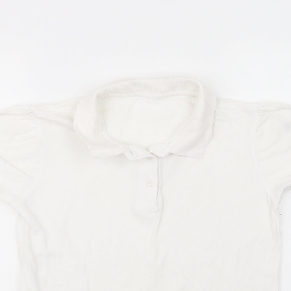 George Girls White  Cotton Basic Polo Size 13-14 Years Collared Button - School Wear
