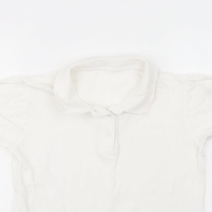 George Girls White  Cotton Basic Polo Size 13-14 Years Collared Button - School Wear