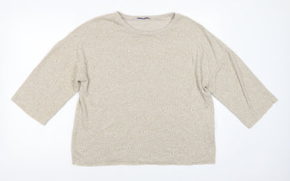 Womens UK Size M Zara Beige Pullover Jumper