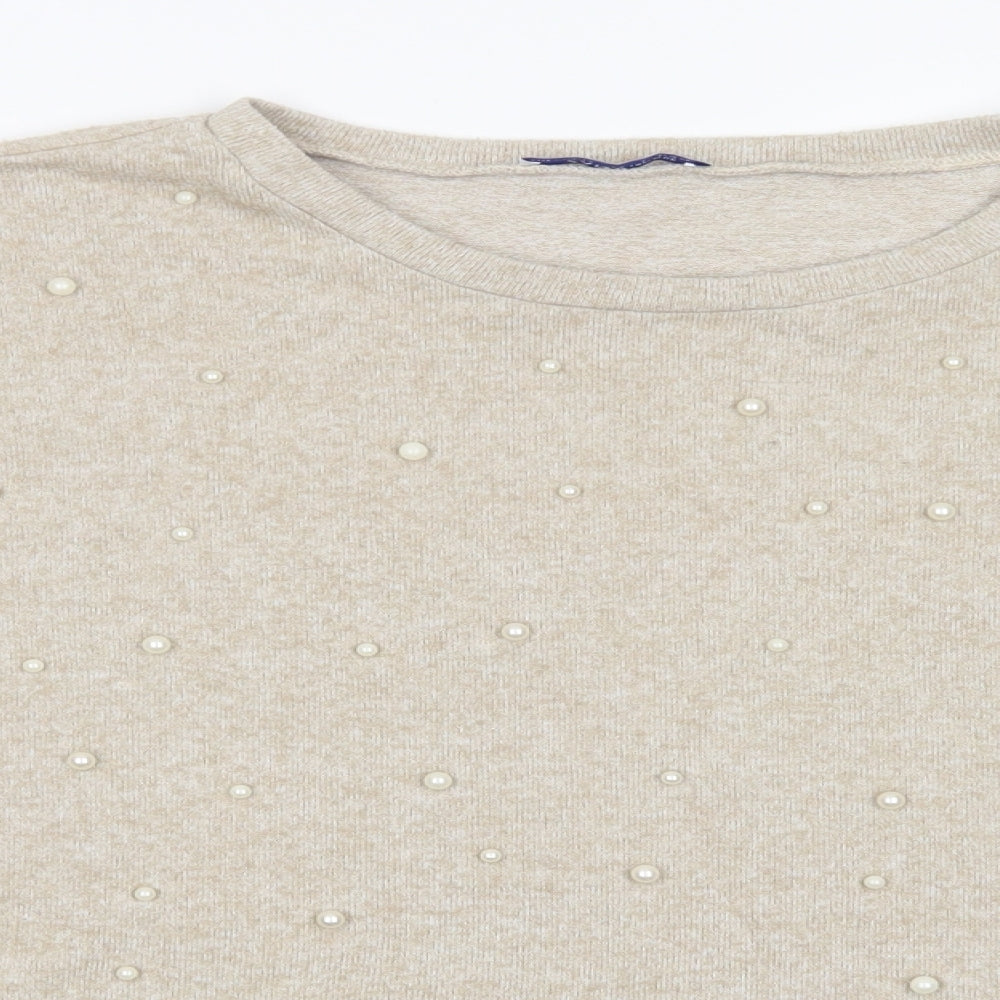 Womens UK Size M Zara Beige Pullover Jumper