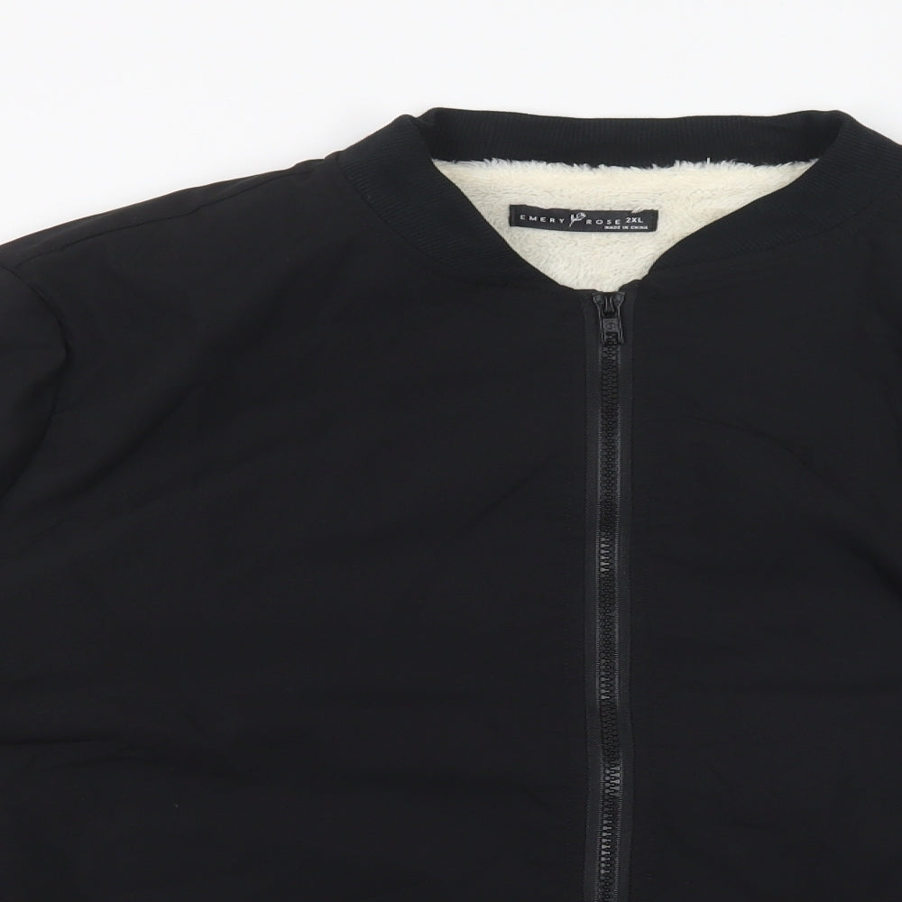 Emery Rose Womens Black   Windbreaker Jacket Size 2XL  Zip - Fluffy Lining