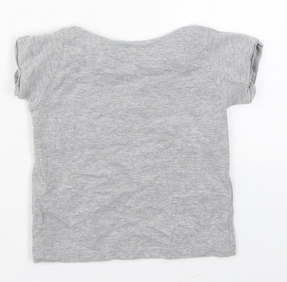 Evie Girls Grey  Cotton Basic T-Shirt Size 12-18 Months Crew Neck Pullover - Chasing Rainbows