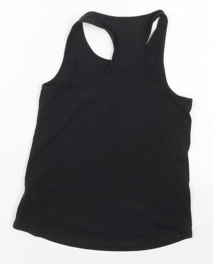 Young Dimension Girls Black  Cotton Basic Tank Size 10-11 Years Round Neck Pullover - Believe in Yourself