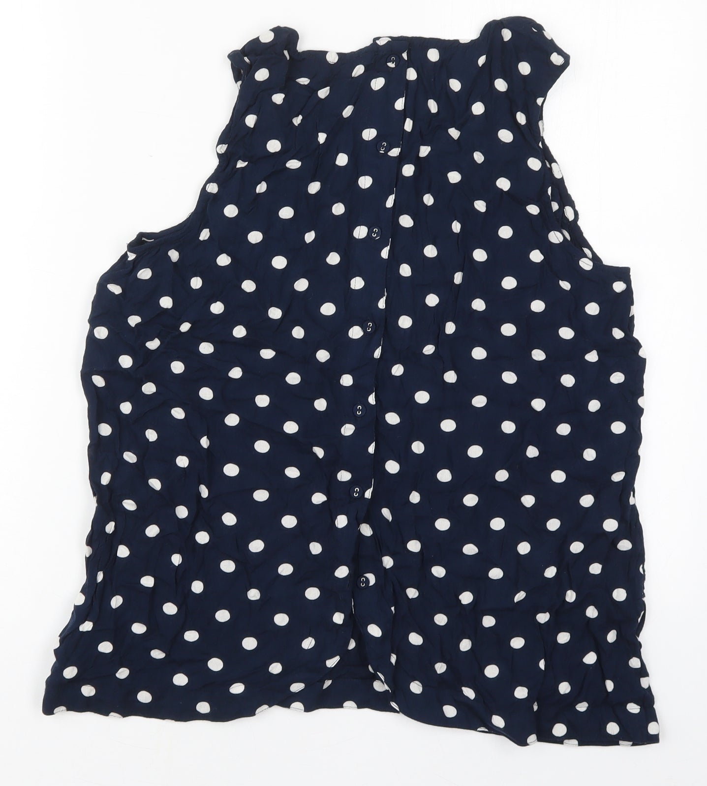 George Womens Blue Polka Dot Viscose Basic Tank Size 16 Round Neck
