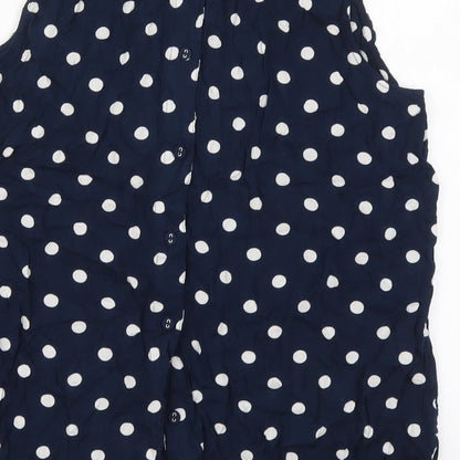 George Womens Blue Polka Dot Viscose Basic Tank Size 16 Round Neck