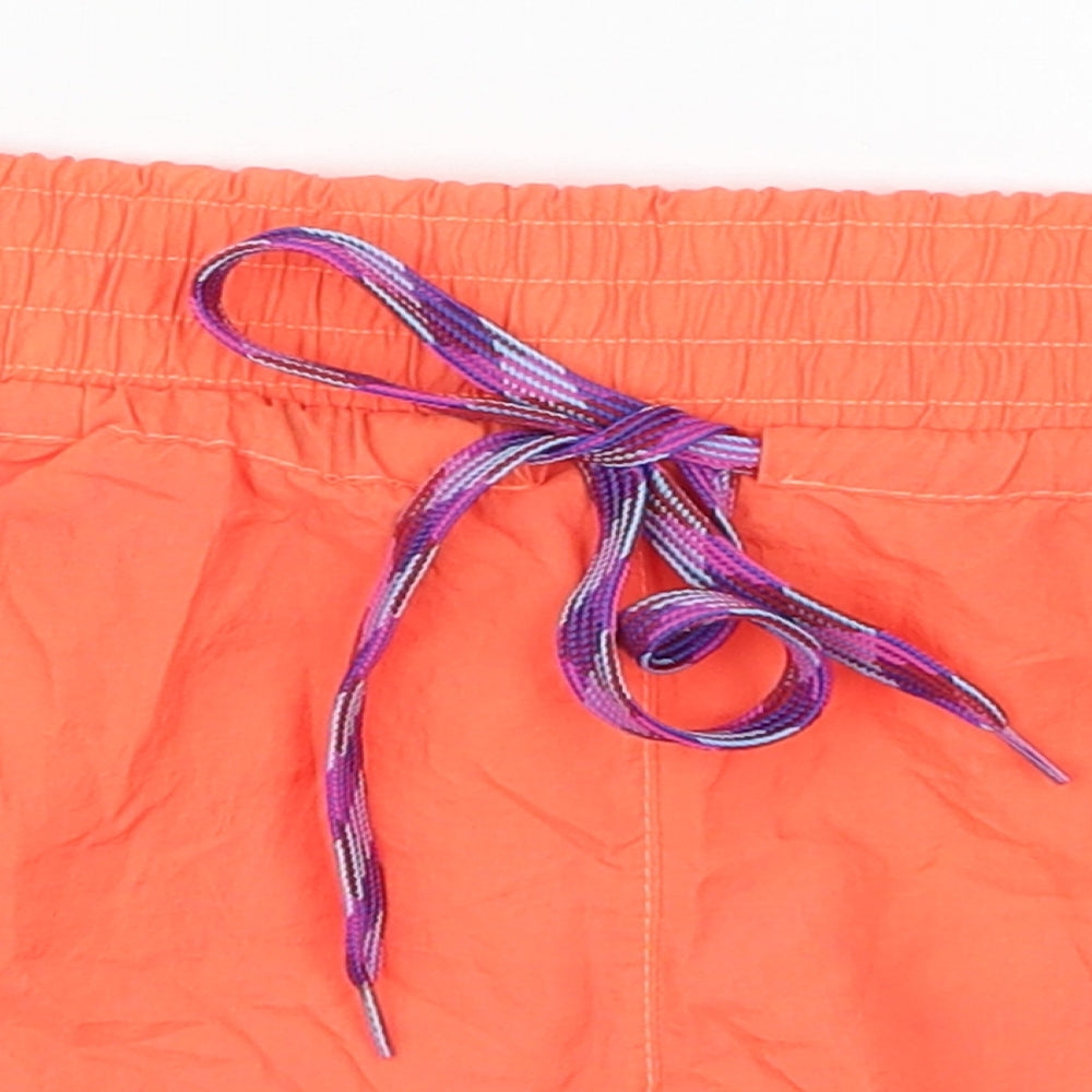 Preworn Womens Orange  Polyester Athletic Shorts Size 30 in  Regular Drawstring - Full Moon Party Mushroom