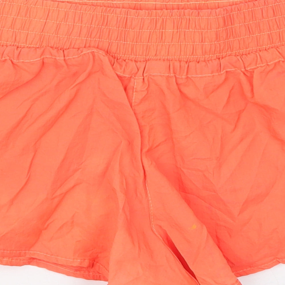 Preworn Womens Orange  Polyester Athletic Shorts Size 30 in  Regular Drawstring - Full Moon Party Mushroom