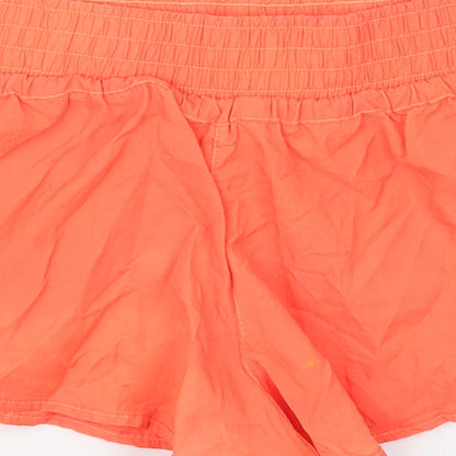 Preworn Womens Orange  Polyester Athletic Shorts Size 30 in  Regular Drawstring - Full Moon Party Mushroom