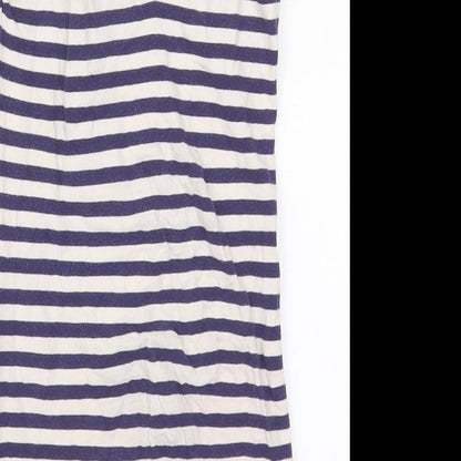 Miss Selfridge Womens Blue Striped Cotton Mini  Size 10  Square Neck Pullover
