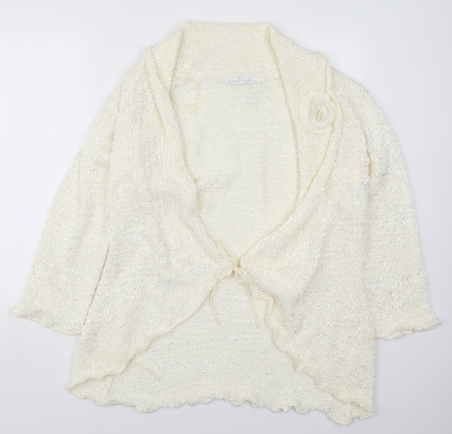 Elizabeth Scott Womens Ivory V-Neck  Polyester Cardigan Jumper Size M