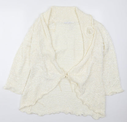 Elizabeth Scott Womens Ivory V-Neck  Polyester Cardigan Jumper Size M