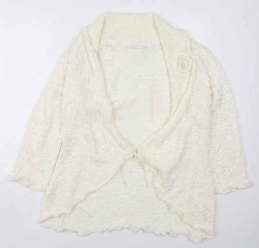 Elizabeth Scott Womens Ivory V-Neck  Polyester Cardigan Jumper Size M