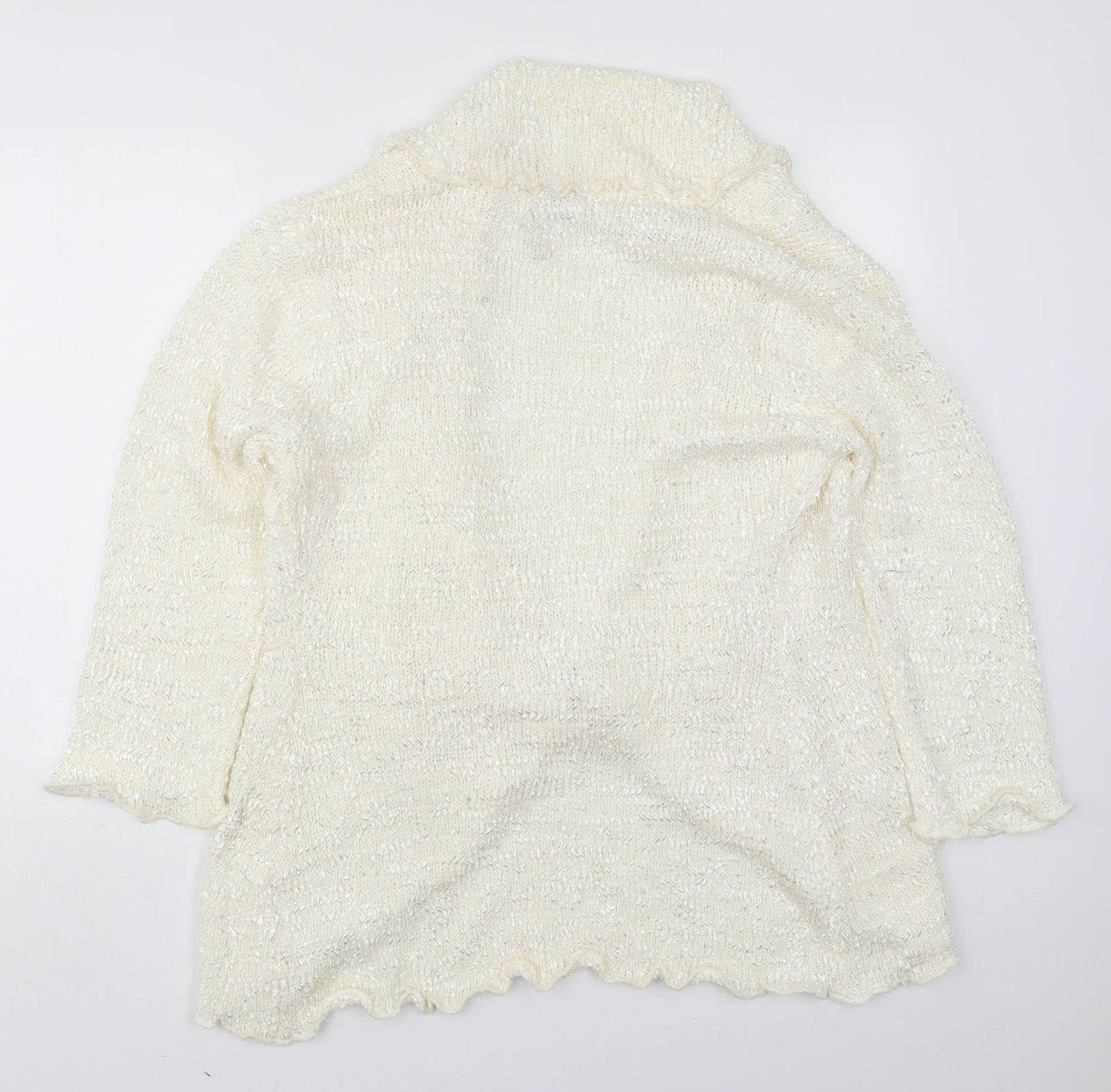 Elizabeth Scott Womens Ivory V-Neck  Polyester Cardigan Jumper Size M