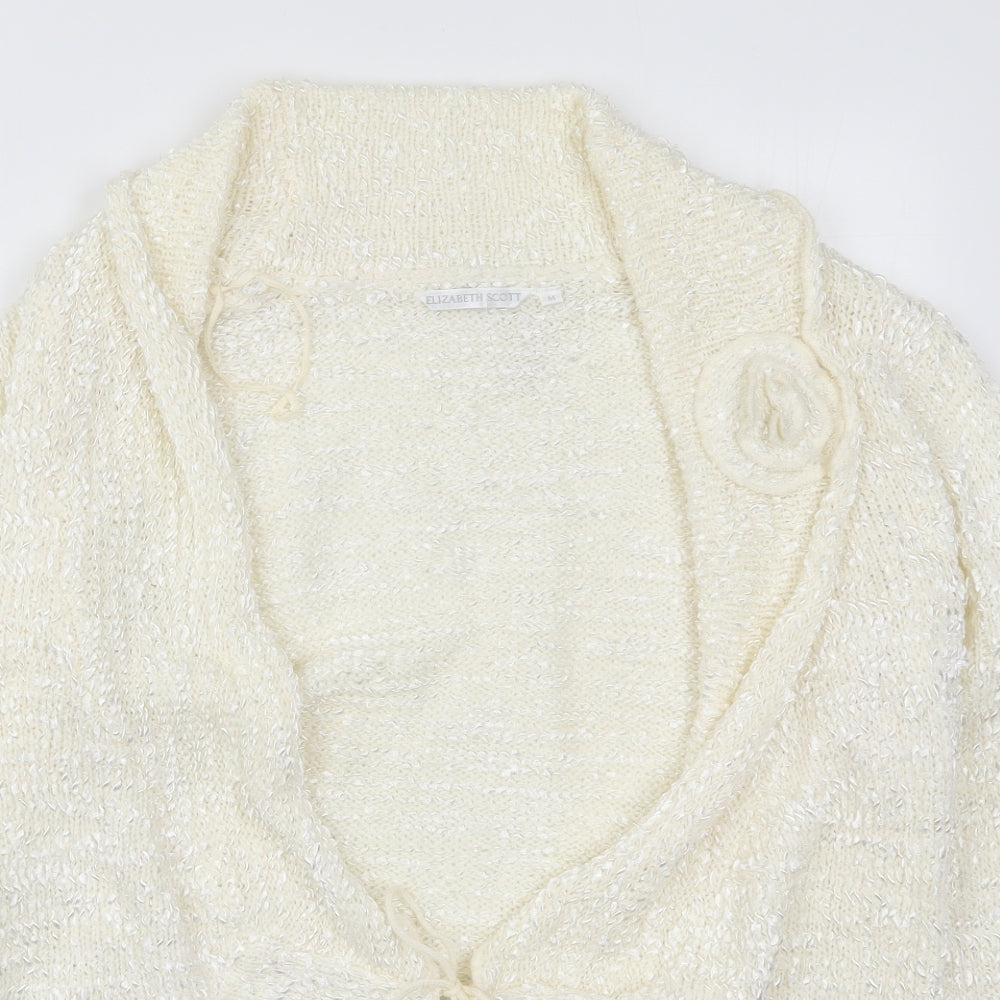 Elizabeth Scott Womens Ivory V-Neck  Polyester Cardigan Jumper Size M