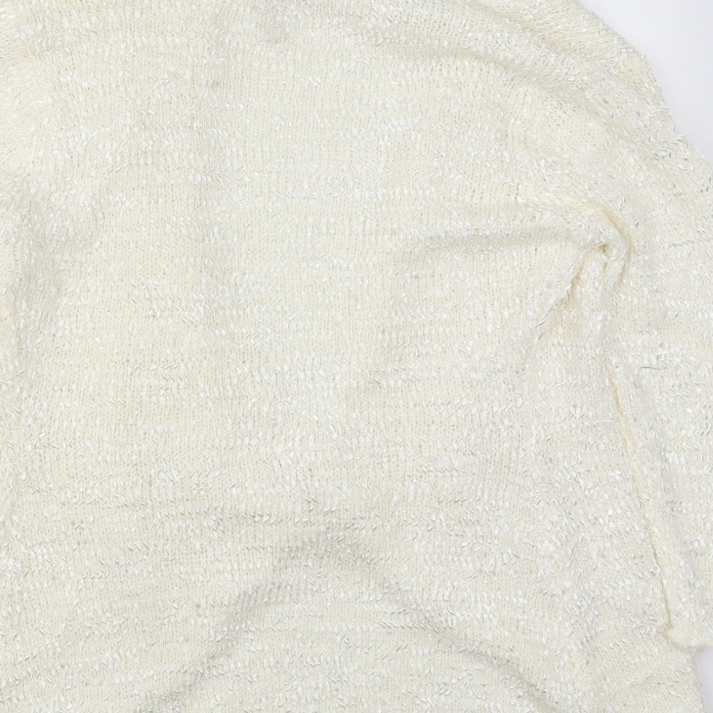 Elizabeth Scott Womens Ivory V-Neck  Polyester Cardigan Jumper Size M