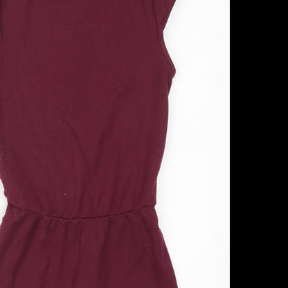 Topshop Womens Purple  Polyester Skater Dress  Size 6  Off the Shoulder Button