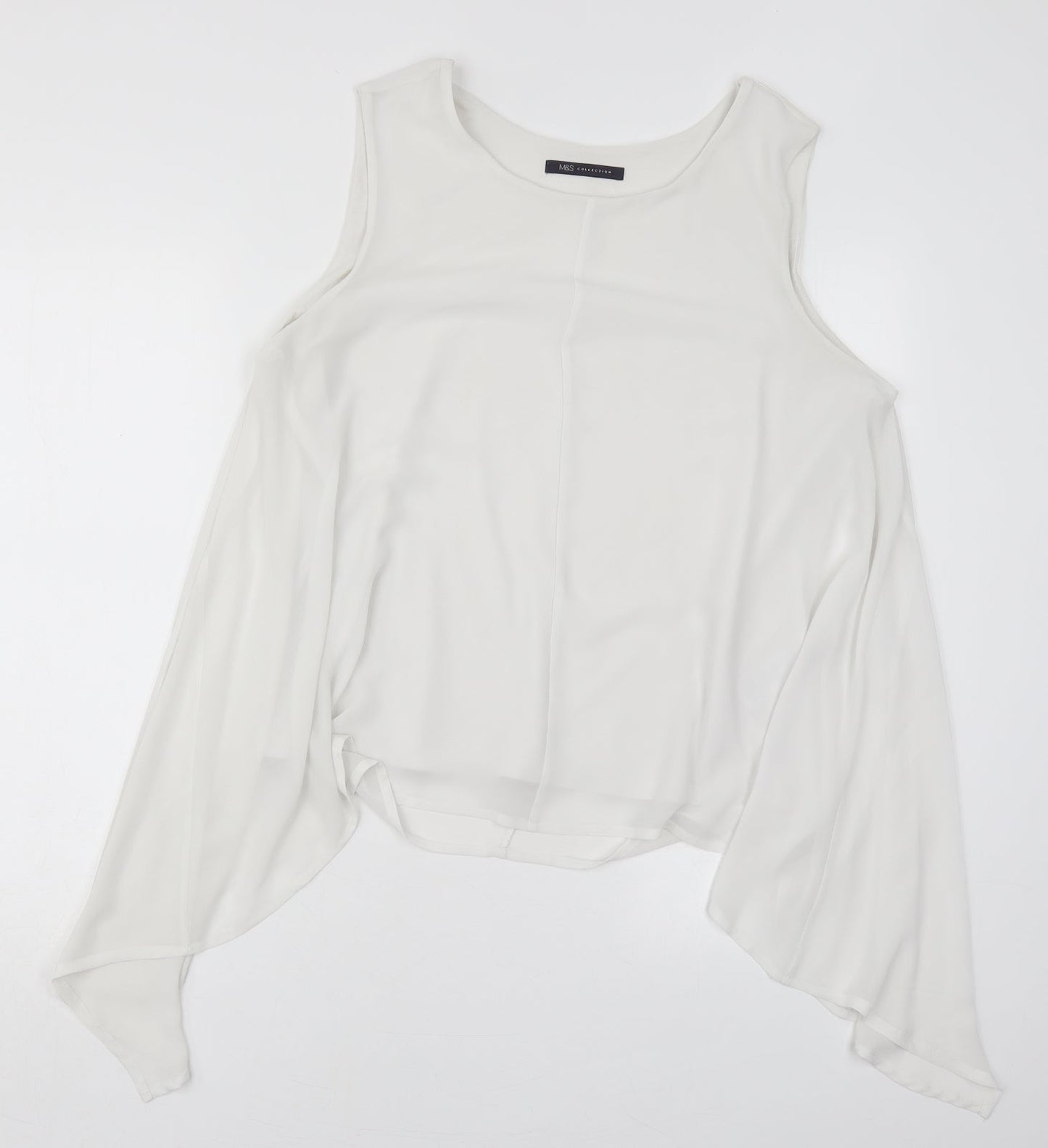 Marks and Spencer Womens White  Polyester Basic Tank Size 16 Round Neck