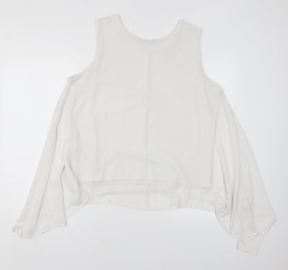 Marks and Spencer Womens White  Polyester Basic Tank Size 16 Round Neck